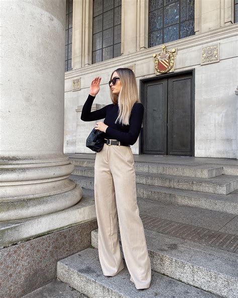 black pants with beige shoes|beige pants outfits for women.